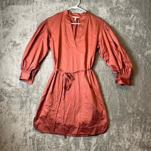 Rebecca Taylor Sz XS Sateen Twill‎ Puff Sleeve Mini Dress Rose Women's